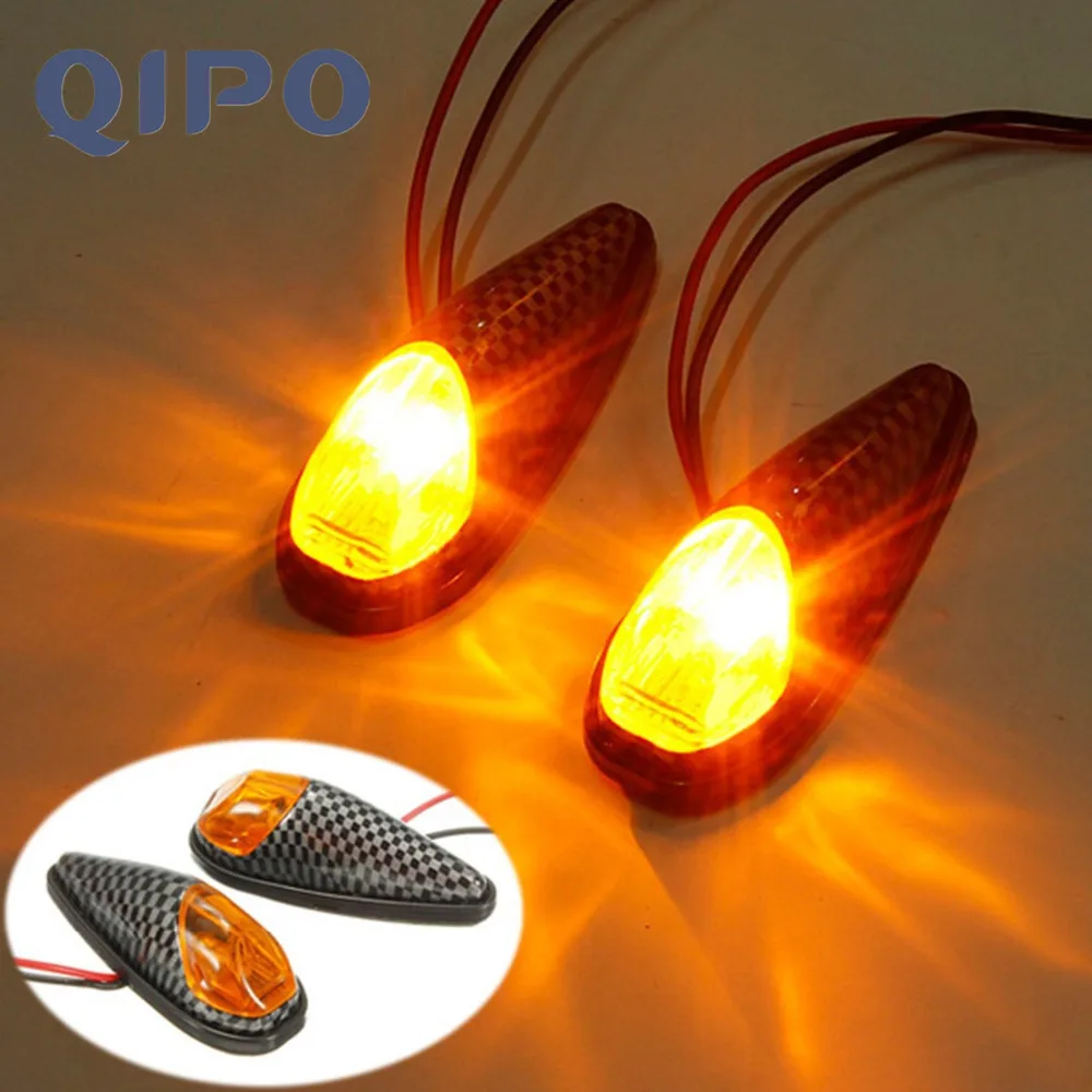 

QIPO Motorcycle Amber Light Side Turn Signal Lights Indicator Blinker Flash Motor Bike Lamp For Honda Yamaha Suzuki Kawasaki
