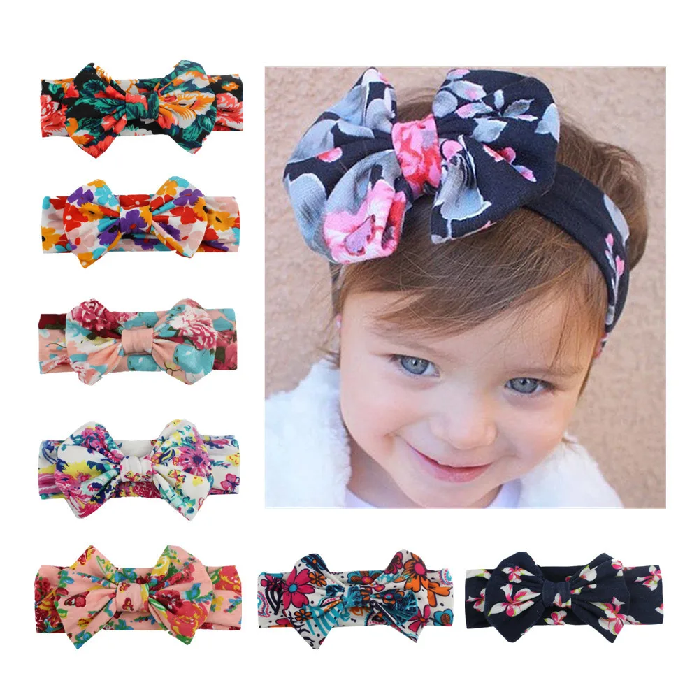 

2018 newborn baby headband Baby Girl Elastic Bowknot Hair Band Headdress Children Leopard Ribbon Hairband