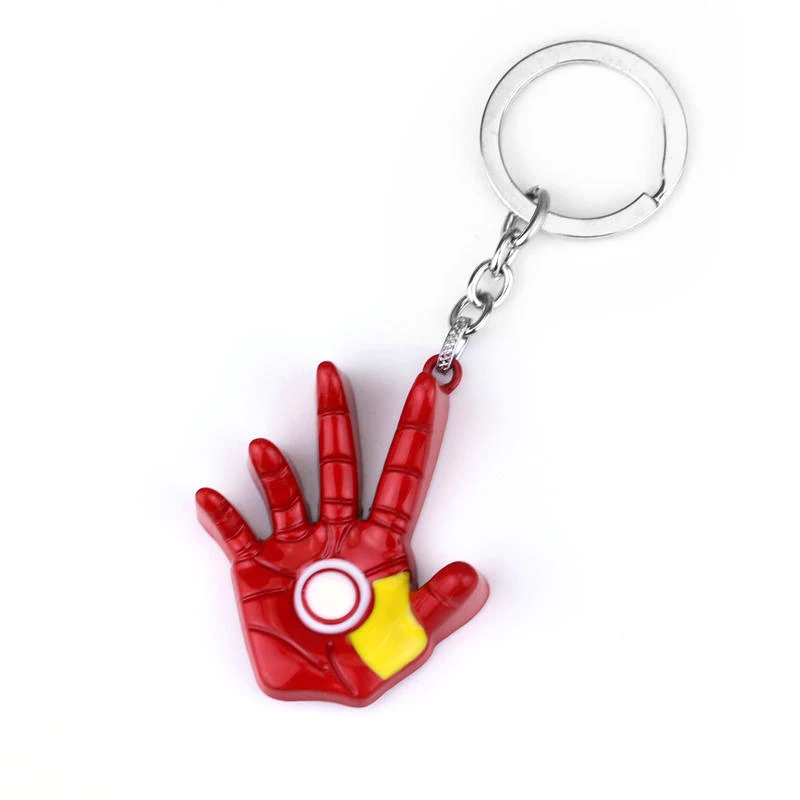 New Avengers Iron Man Glove Keychain Marvel Endgame Infinite Power Gauntlet Keyrings Key Chains Metal Pendant Christmas Jewelry - Цвет: red