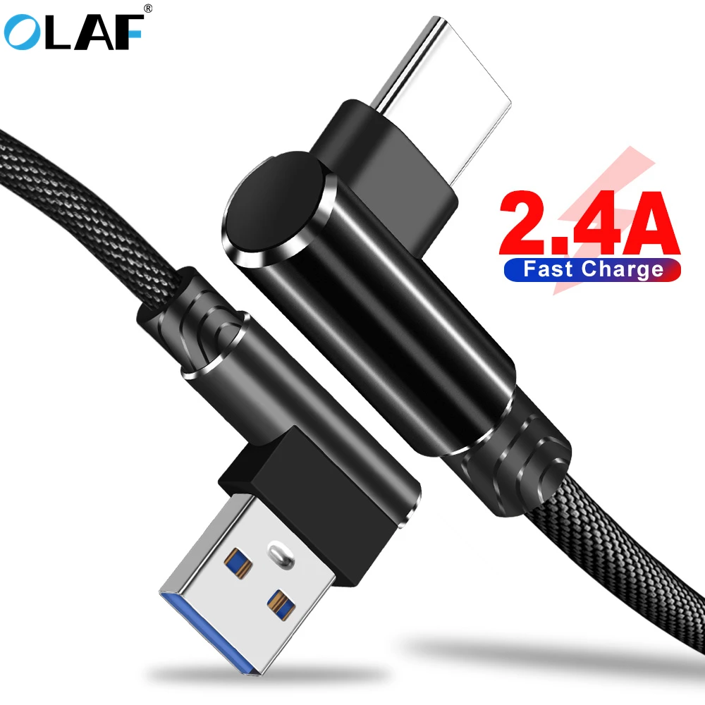 Кабель USB Type-C OLAF кабель C для быстрой зарядки и передачи данных с углом 90 градусов