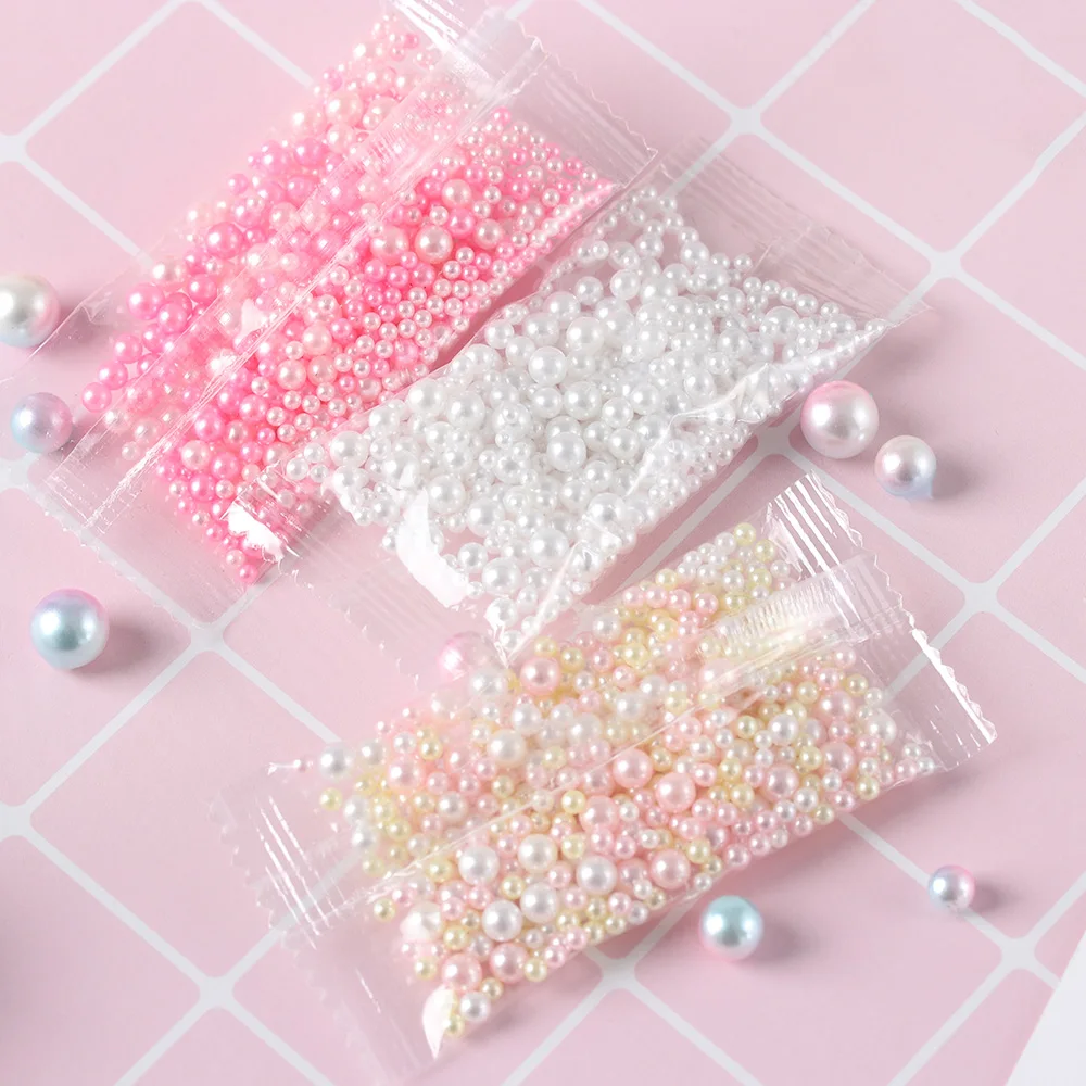 500Pcs/Bag 2.5-5mm Mix Rainbow Color Round UV Resin Imitation Pearl Beads No Hole Loose Beads DIY Jewelry Necklace Making Craft