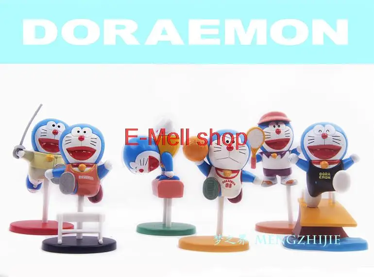 

ORZ 6pcs/lot model Doraemon figures 5-7cm Figure PVC Nobita Nobi Minamoto Shizuka Dolls Dorami Doranikov toys Free shipping