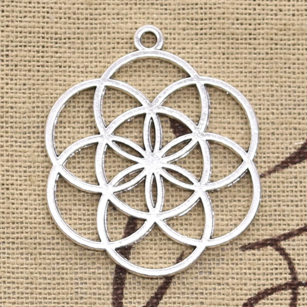 

10pcs Charms Flower Of Life Yoga 37x32mm Antique Bronze Silver Color Pendants DIYCrafts Making Findings Handmade Tibetan Jewelry