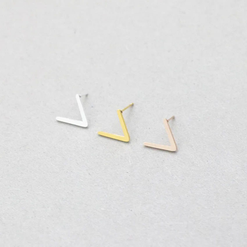 Минимализм буквы V золотые серьги гвоздики Bijoux Feminino Pendientes модные ювелирные