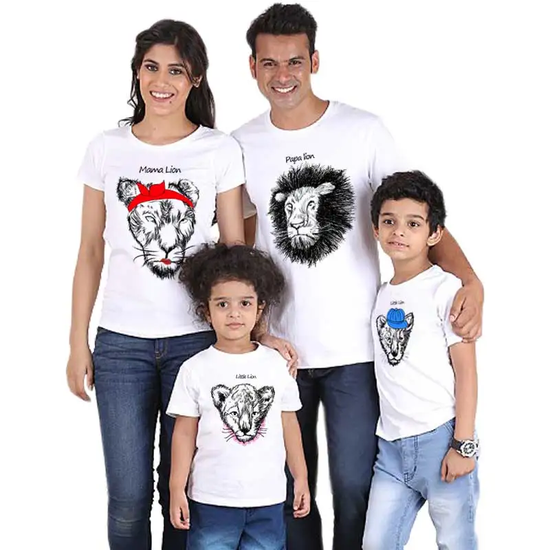 Г., модная футболка с изображением папы, мамы и ребенка, льва и животного Одинаковая одежда для семьи хлопковая одежда с животными для маленьких мальчиков и девочек, летняя детская одежда для мамы и меня - Color: Color1