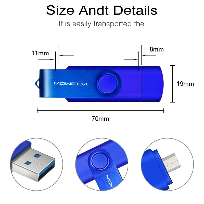 Moweek USB 3,0 OTG USB флэш-накопитель для Android смартфон 8 Гб оперативной памяти, 16 Гб встроенной памяти, 32 ГБ, 64 ГБ, 128 ГБ флэш-накопитель высокой скорости cle USB флеш-накопитель