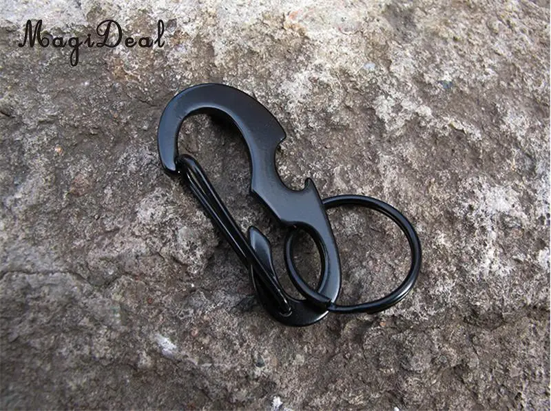 MagiDeal Light Weight Steel Buckle Hang Carabiner Buckle Keychain Hook Outdoor Accessory Black for Camping Travell Hiking Acces