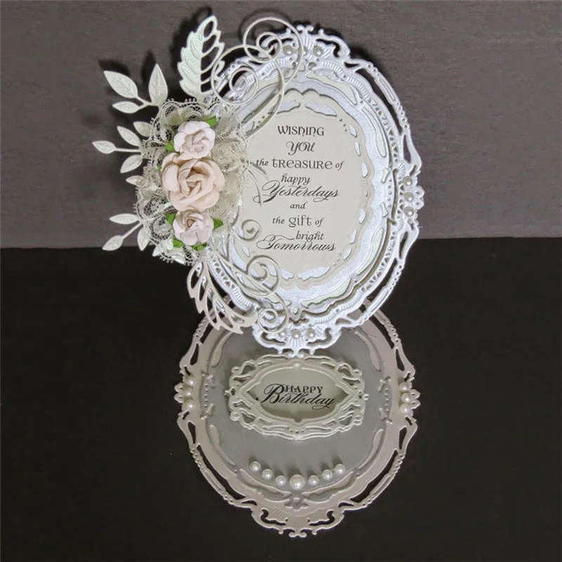 

GJCrafts Background Metal Cutting Dies for Scrapbooking Card Making DIY Embossing Cuts New Craft Die Oval Pattern Photo Frame