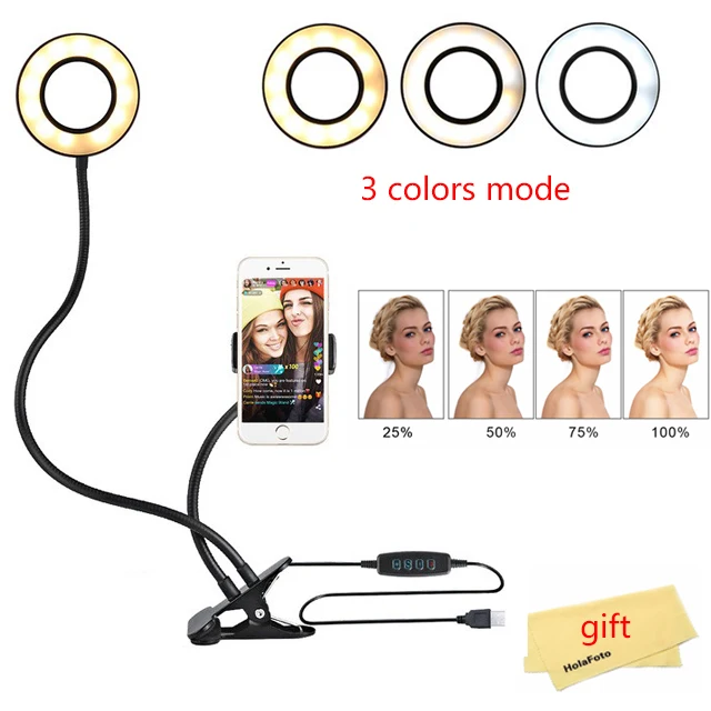 Photo Studio Selfie LED Ring Light with Cell Phone Mobile Holder for Youtube Live Stream MakeupPhon - 33042950015
