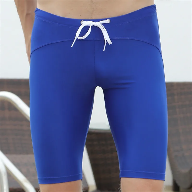 Мужские пляжные шорты, водонепроницаемые быстросохнущие 1/2 Длинные Сексуальные мужские пляжные шорты, мужские шорты - Цвет: Синий