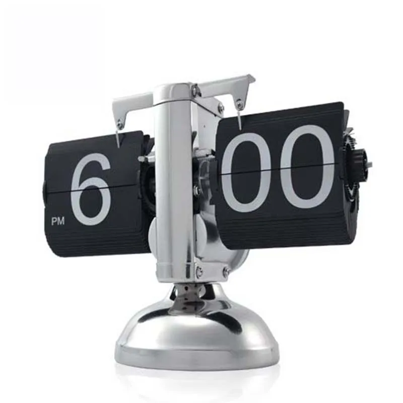 

Retro Auto Flip Down Clock Desk Table Internal Gear Operated Single Scale Stand Black Free Shipping