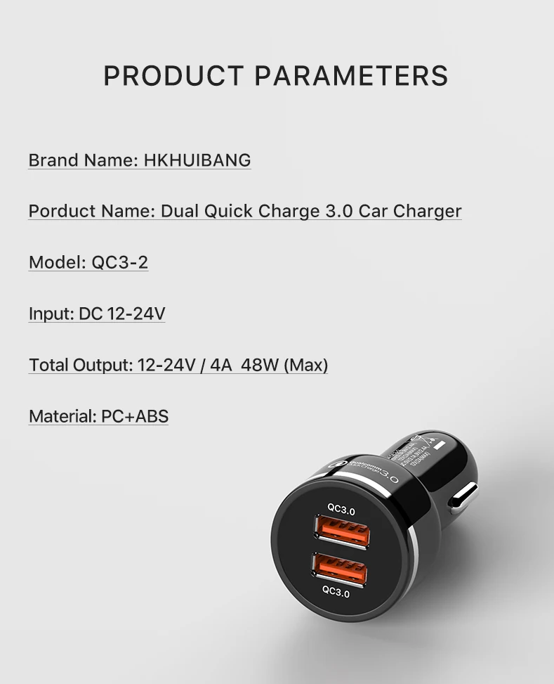 48W Dual Quick Charge 3.0 USB Car Charger QC 3.0 USB Charger (13)
