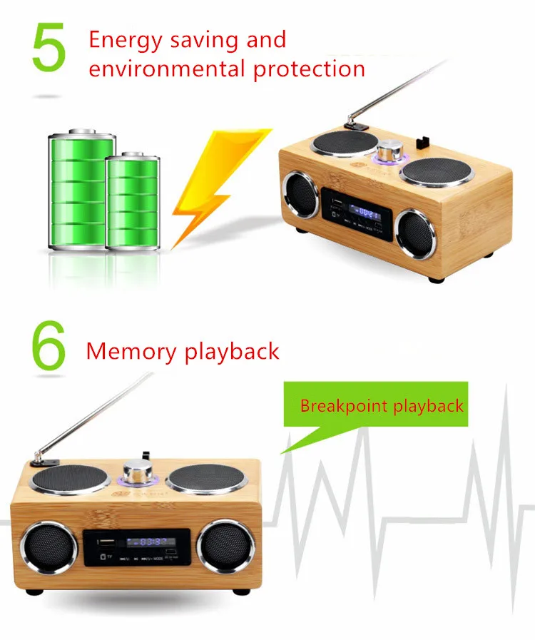 Винтажная бамбуковая вставка TF карта динамик радио бамбуковый штекер U диск MP3 плеер бамбуковый аудио сабвуфер бамбуковый наружный портативный динамик