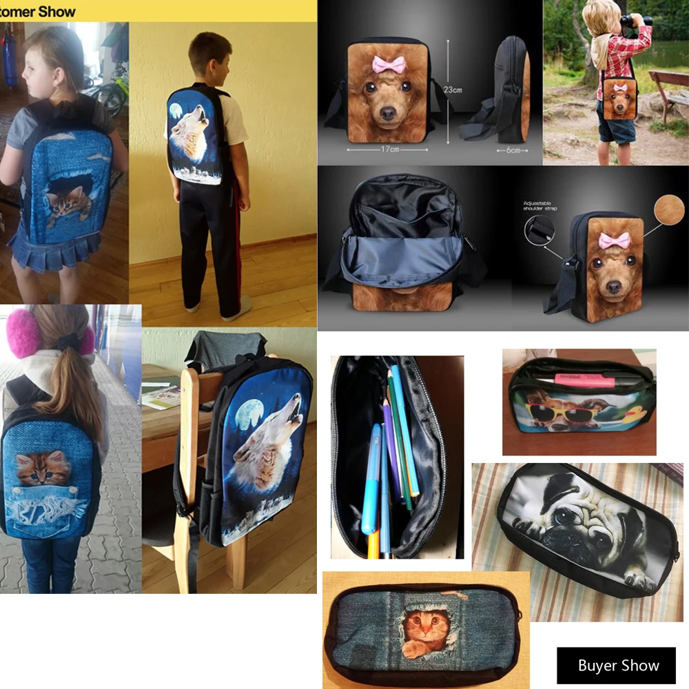 Женский рюкзак с животными шт./компл. школьный ранец для мальчиков и девочек - Фото №1