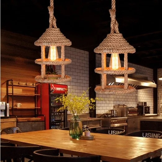 Nordic Loft Style Rope Droplight Edison Vintage Pendant Light Fixtures For Dining Room Hanging Lamp Indoor Lighting Lamparas Nordic Loft Style Rope Droplight Edison Vintage Pendant Light Fixtures For Dining Room Hanging Lamp Indoor Lighting Lamparas