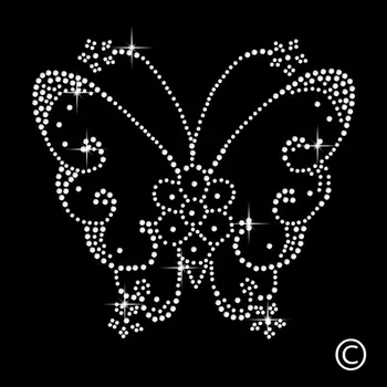

2pc/lot Fluttering Butterfly Transfer iron on transfer hot fix rhinestone motif designs patches for shirt dress bag pillow