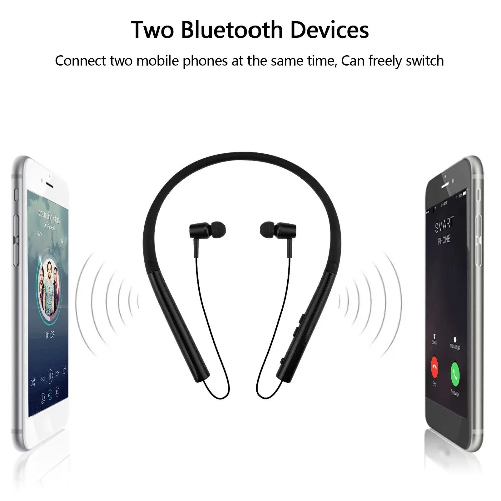 Bluetooth Headphone Wireless Stereo Sweatproof Earbuds with Mic for iPhone X 9 Plus 8 7 6 Samsung S9 Plus S8 S7 for Running Gym
