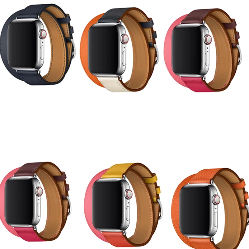 Кожаный ремешок для apple watch Hermes Double Tour band 44 мм 40 мм 42 мм 38 мм ремешок для часов iwatch series 5 4 3 2 1