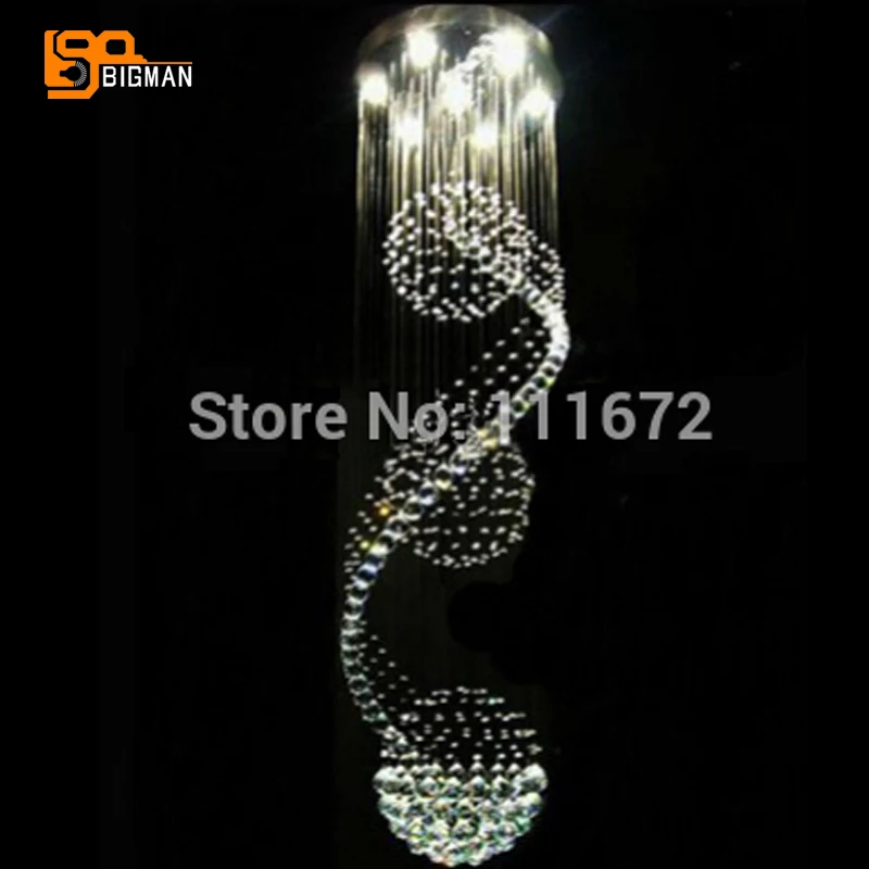 

new modern lustre large crystal chandeliers lamp,hang wire staircase light D60*H300CM