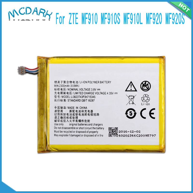 

2000mAh LI3823T43P3H715345 LI3820T43P3H715345 Battery For ZTE Grand S Flex MF910 MF910S MF910L MF920 MF920S Accumulator