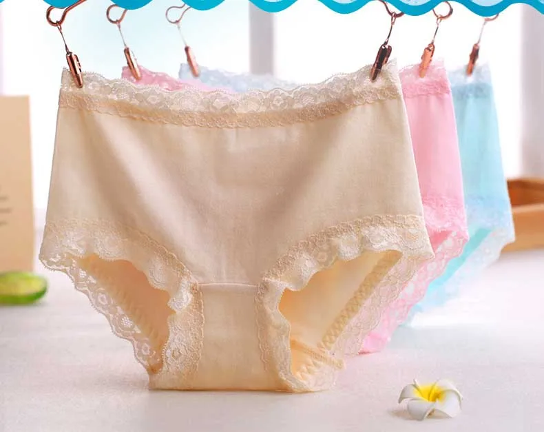 4pcs Plus Size XXL Women Confort Cotton Underwear Seamless Sexy Lace Panties Briefs for Women Underpants Lingerie Knickers 02
