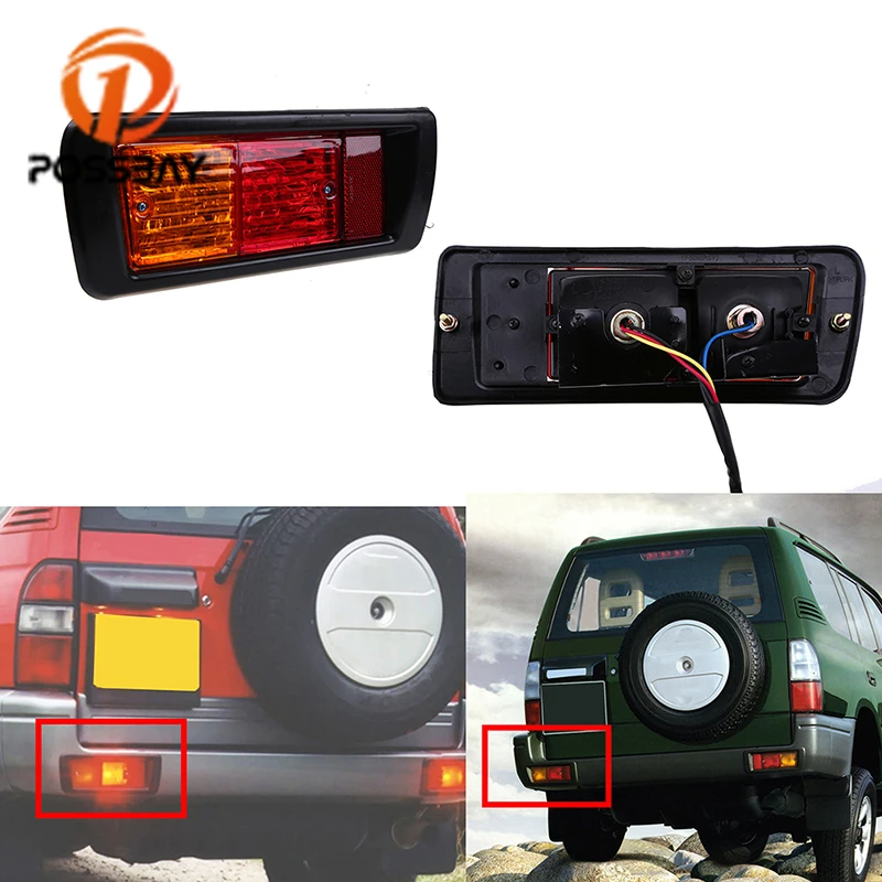 POSSBAY Car LED Rear Bumper Reflector Lights for Toyota Land Cruiser