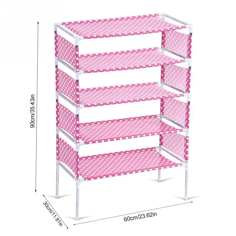 3/4/5/6 яруса простота сборки обуви стойки хранения шкаф с полками Экономия пространства Организатор - Цвет: 5 Tier Pink