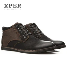 XPER Марка Осень Зима Мужская Обувь Сапоги Повседневная Мода Высоким Вырезом на шнуровке Теплые Hombre # YM86901BU