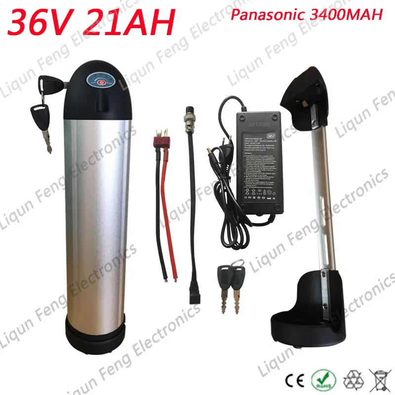 Flash Deal Electric Bike Battery 36V21AH Water bottle li-ion Battery use Panasonic 3400MAH cells 36V 500W EBike kettle battery with Charger 0