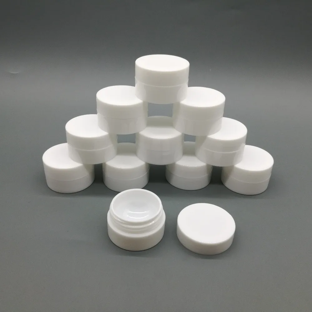 

Free shipping 24pcs/lot 5g 5ml PP White cosmetic jar containers, empty plastic cream jar with hollow bottom