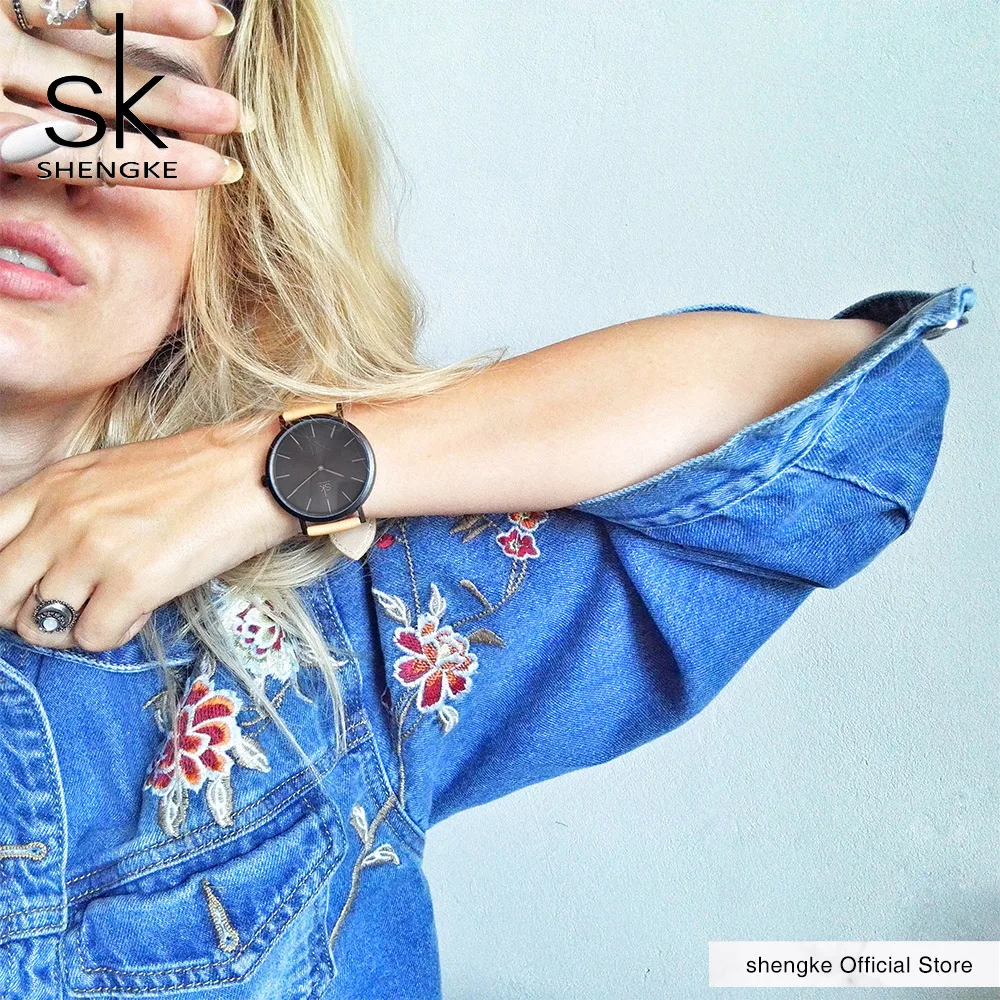 

Shengke Brand New Fashion Watches Top Famous Luxury Brand Quartz Watch Women Watches Reloj Mujer Hot Clock Leather Watches SK