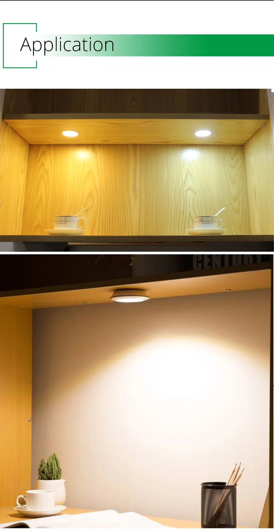 Under Cabinet Lights Closet Lamp 12V/DC 3W LED Cupboard Light Aluminum Round Shape Lamps For Kitchen Counter Lighting Bookshelf