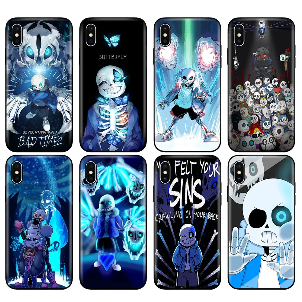 Черный чехол из ТПУ для iphone 5 5s SE 2020 6 6s 7 8 plus x 10 силиконовый XR XS 11 pro Max undertale papyrus sans