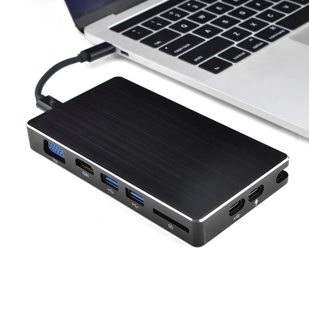 

USB-C Docking Station 8 All in One Type C to HDMI VGA SD USB 3.0 RJ45 Network Adapter Hub With PD Charging For MacBook Samsung