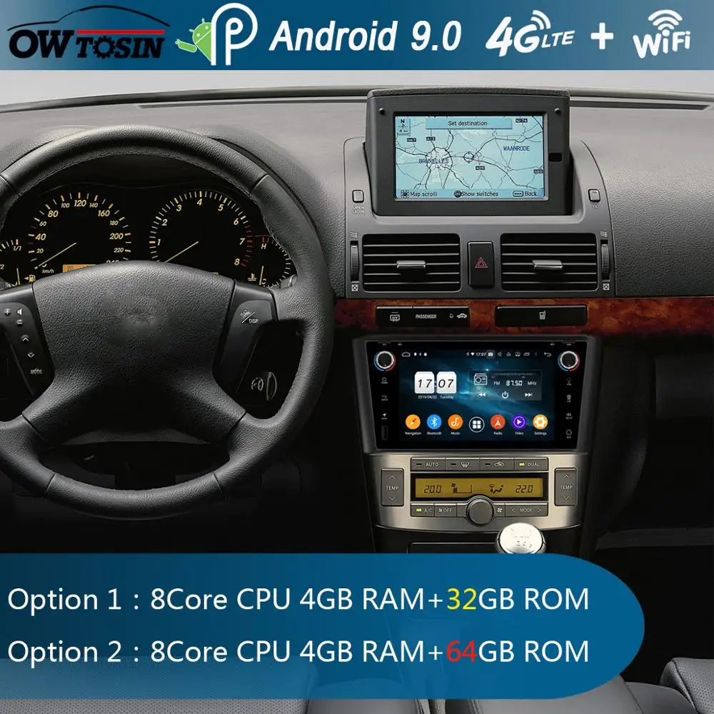 7" IPS 1024*600 8 Core 4GB RAM+64GB ROM Android 9.0 Car DVD Player For Toyota Avensis 2003-2009 DSP Radio GPS Parrot BT Adas