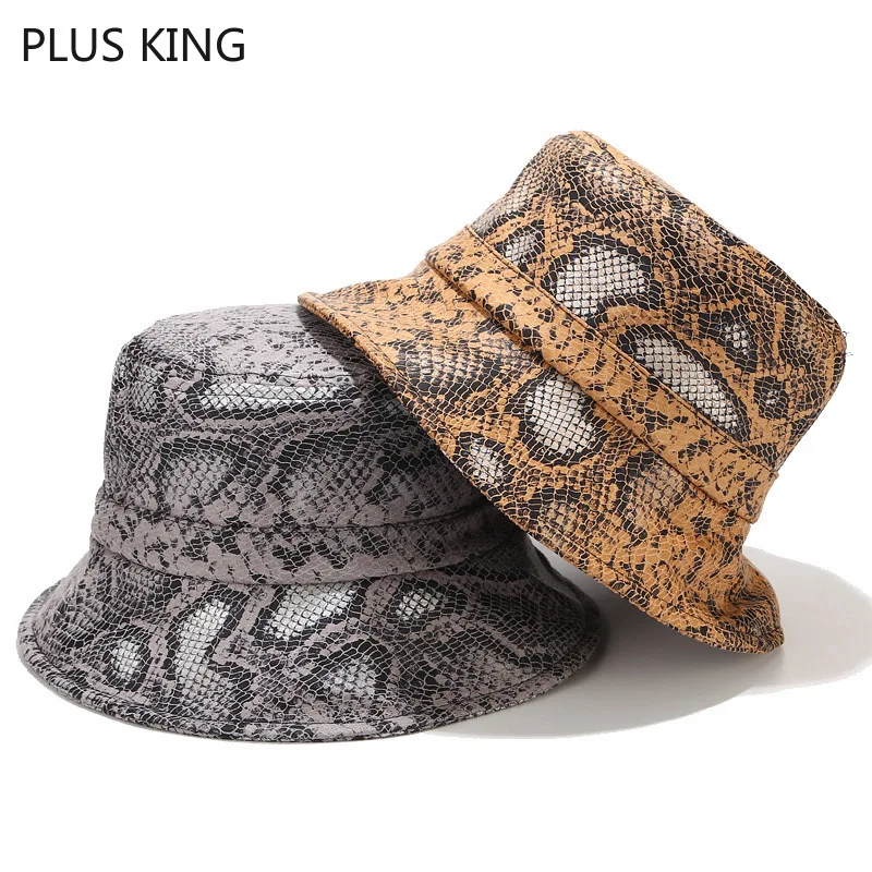 

New High Quality Faux Leather Bucket Hat for Men Women Python Style 3 Colors