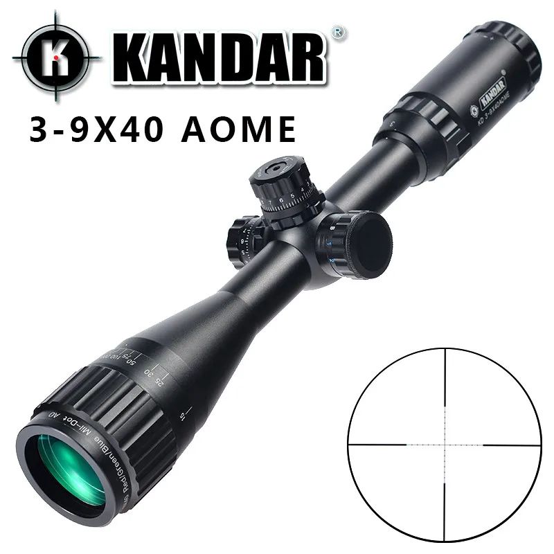 

KANDAR 3-9x40 AOE Mil-dot Reticle RifleScope Locking Resetting Full Size Hunting Rifle Scope Tactical Optical Sight