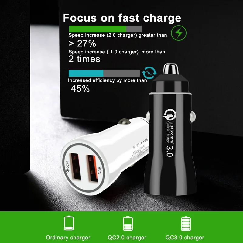 Олаф Quick Charge 3,0 Dual USB Автомобильное зарядное устройство портативный адаптер быстрой зарядки для iPhone XS Max samsung Xiaomi Зарядка для телефона планшета