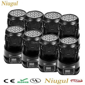 

8PCS 7*12W RGBW 4IN1 Mini Wash LED Moving Head Light /LED Wash Satge Effect Lighting/14CH 3Pin XLR DMX512 Socket DJ Disco Lights