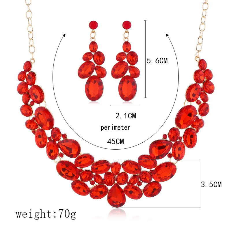 Мода от Ahmed, красный, черный, синий кристалл, капля воды, геометрическое ожерелье s& Кулоны, массивное ожерелье, серьги, свадебный ювелирный набор