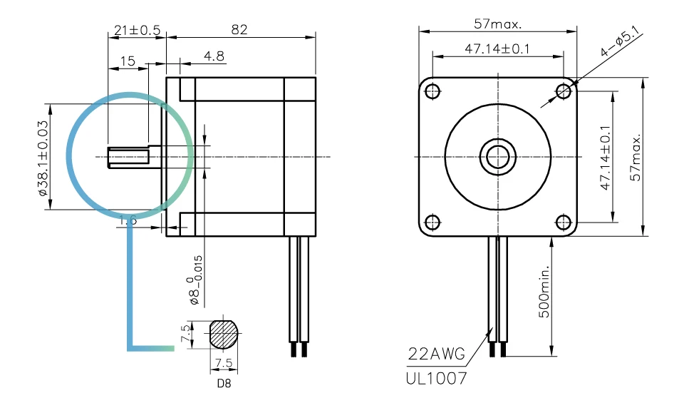 Nema 23 cnc motor deslizante 57x82mm 3a