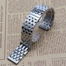 Новое поступление Серебряный ремешок для часов 20 мм 22 мм нержавеющая сталь 7 бусин ремешок для часов застежка-бабочка высокое качество браслет для часов