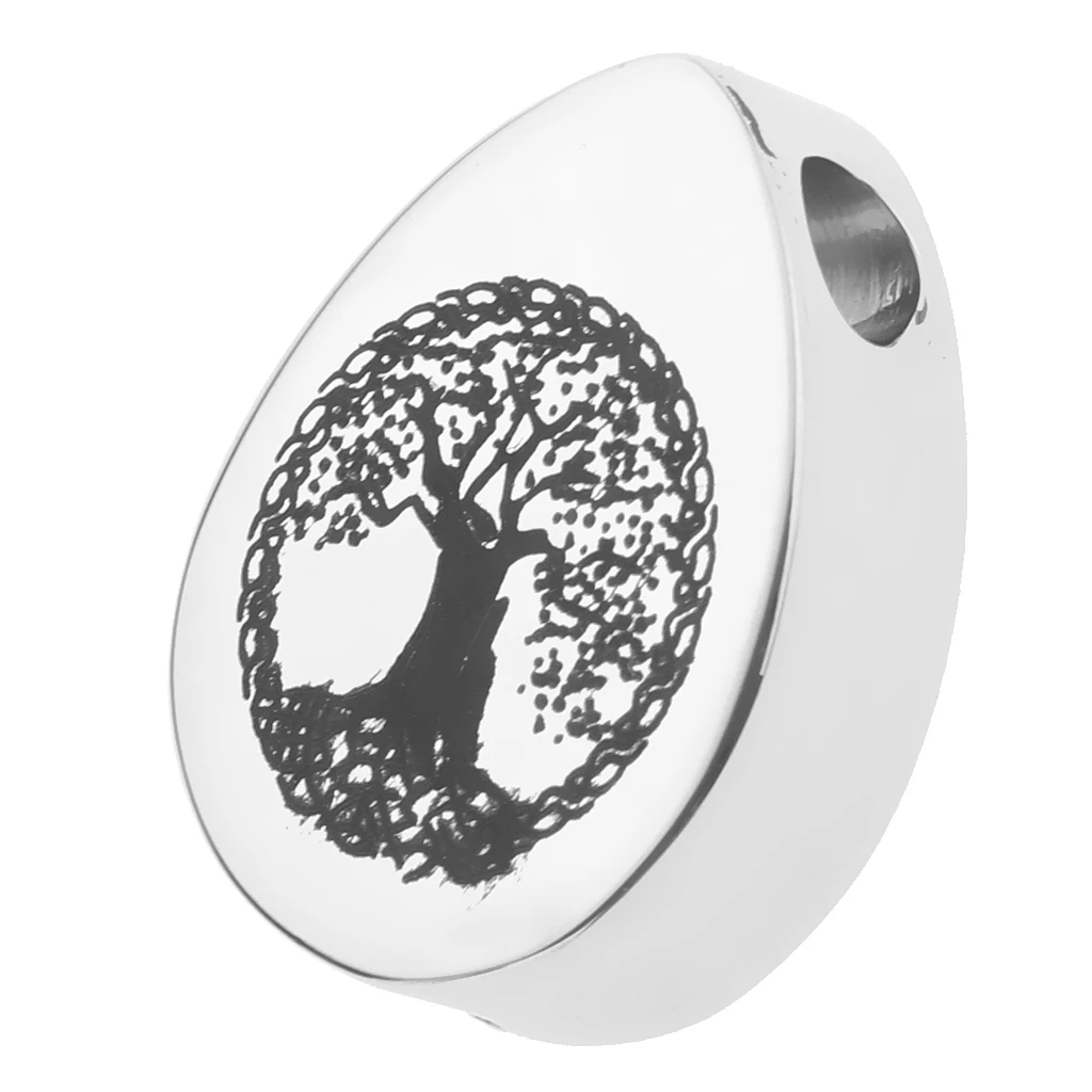 Waterdrop Urn Pendant Memorial Ash Keepsake Cremation Tree of Life/Forever Loved Print Charms Jewelry