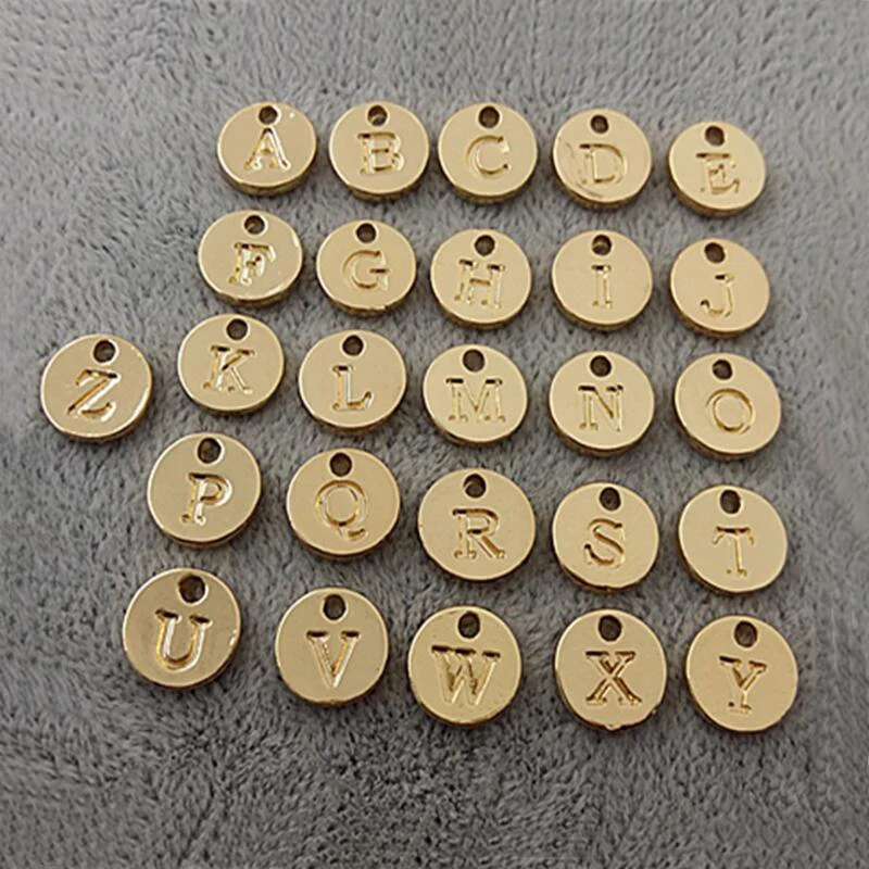 

Fnixtar DIY Jewelry Alloy 10mm Alphabet Charms Beads For Women Bracelets A-Z Round Message Metal Charm Wholesale 26pcs/lot