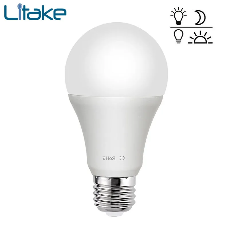 Litake 85 265V E27 светодиодный Сенсор лампа Автоматическая заката до рассвета