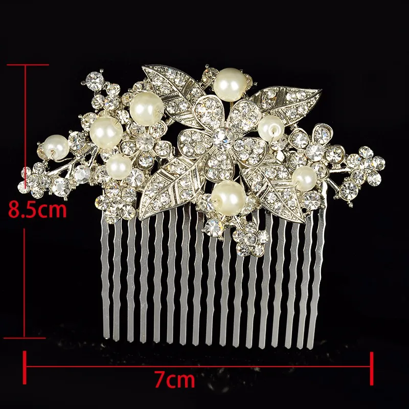 Beautiful Gorgeous Simulated Pearl Flowers Hairwear Jewellery Austrian Crystal Hair Combs for Women Fashion Jewellry Gifts HA029 (2)