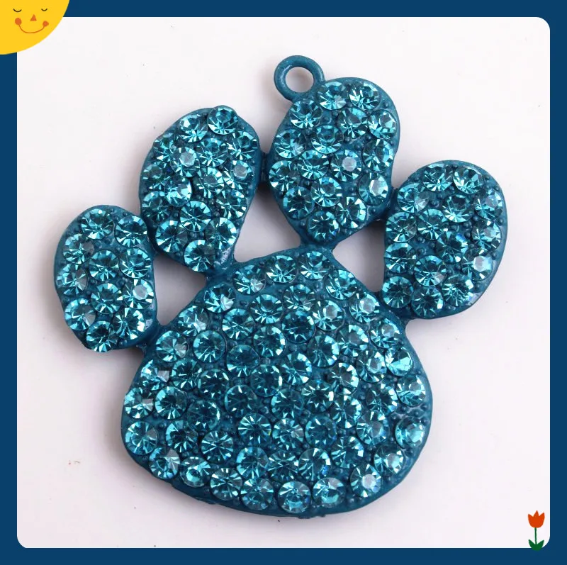 

OYKZA Fashion Jewelry 46mm 5pcs Foot Metal Alloy DIY Rhinestone Pendants for Chunky Necklace Keychain Making