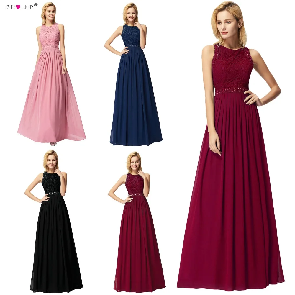 US $36.99 Prom Dresses 2020 Ever Pretty Elegant Beading Lace Long Banquet Party Gown Pleated Chiffon ALine Robe De Soiree Lady Gala Dress
