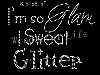 

Free shipping words for girls and kids in white color for Im So Glam I Sweat Glitter Iron On DIY Rhinestone Bling Transfer