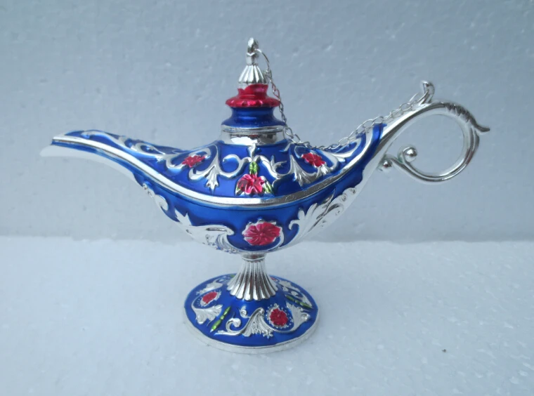 

New Style Metal Crafts Home Decor beautiful tibet Silver Carved teapot blue color flower flagon fast SHIPPING